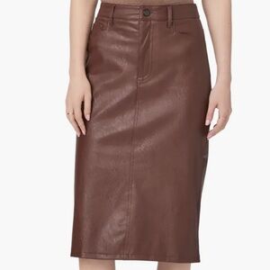 PAIGE Siren Faux Leather Midi Skirt Run raisin 29 NWT